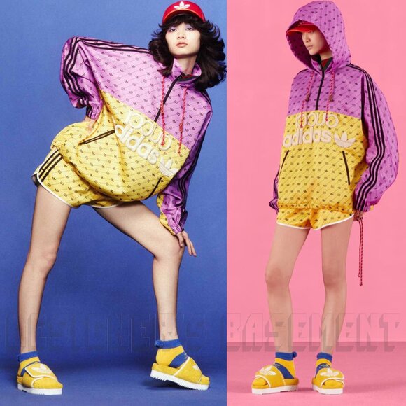 GUCCI x Adidas woman 37EU- 7US Yellow GG Sponge & Trefoil platform Slide sandals - Picture 5 of 11